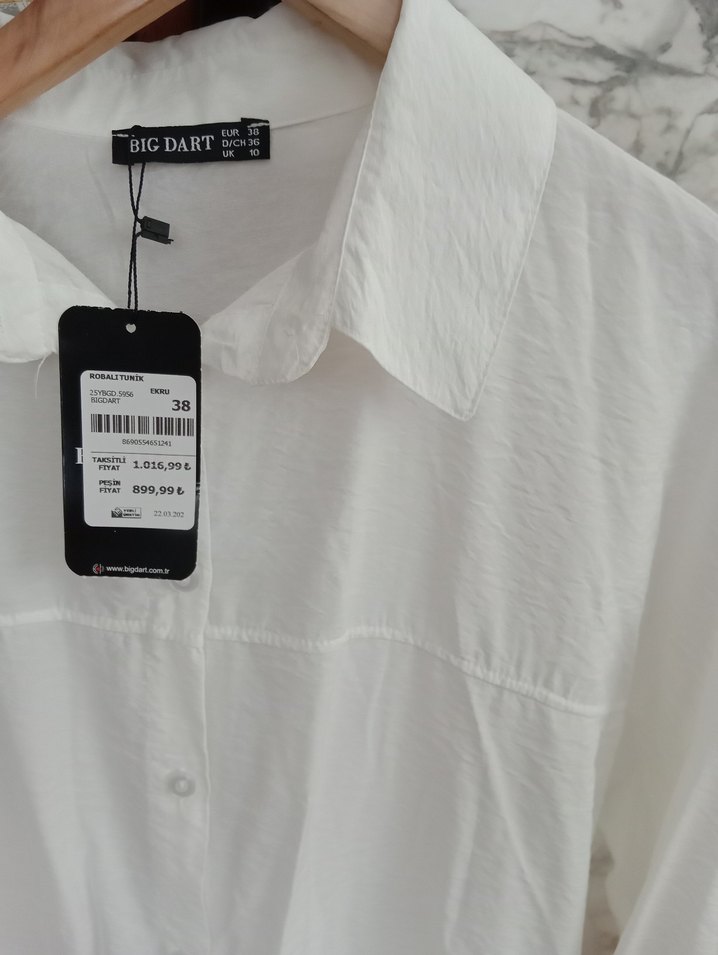 Kemerli Keten Gömlek - Görsel 5