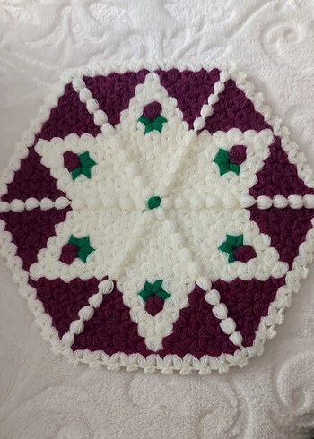 Mor Beyaz El Örgüsü Dekoratif Lif - Görsel 2