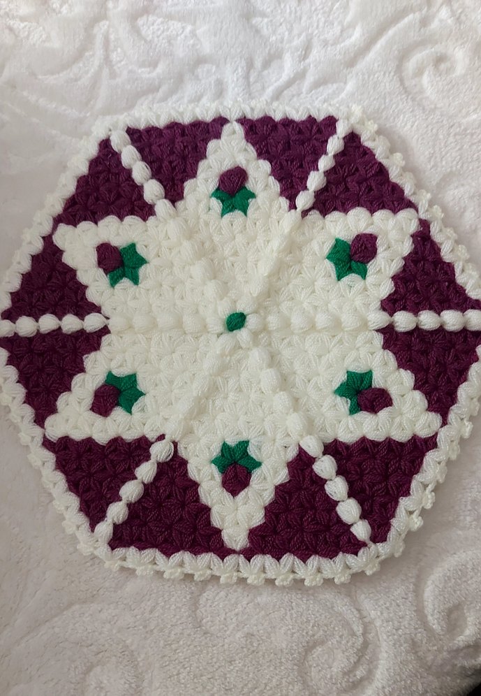 Mor Beyaz El Örgüsü Dekoratif Lif - Görsel 2