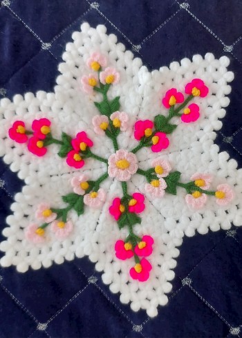 Çiçek Desenli El Örgüsü banyo lifi - Görsel 2