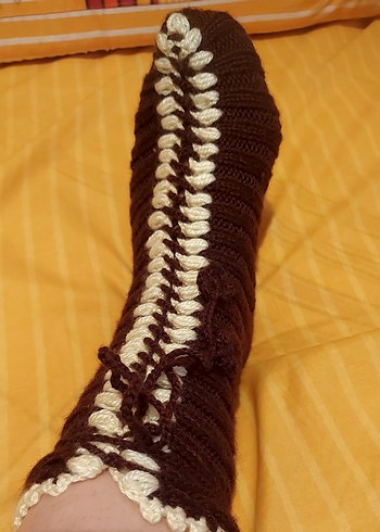 Kahverengi krem çizme patik - Görsel 3