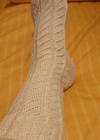 Bej Örgü Kız çizme corap - Görsel 2