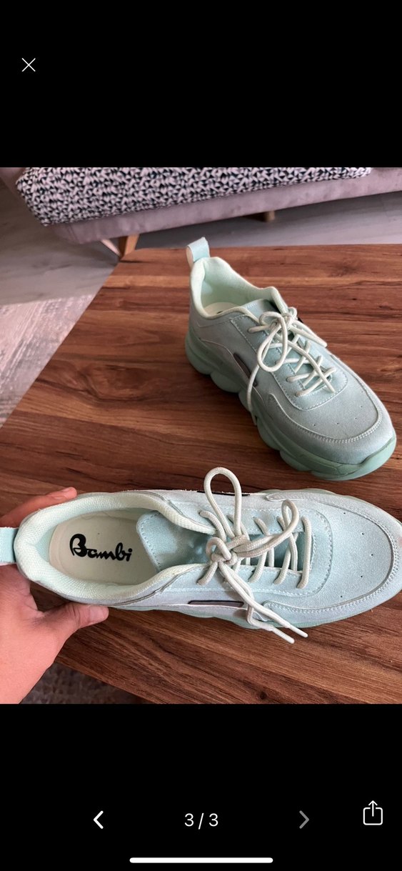 Yeşil Platform Topuklu Bağcıklı Spor Ayakkabı bambu - Görsel 2