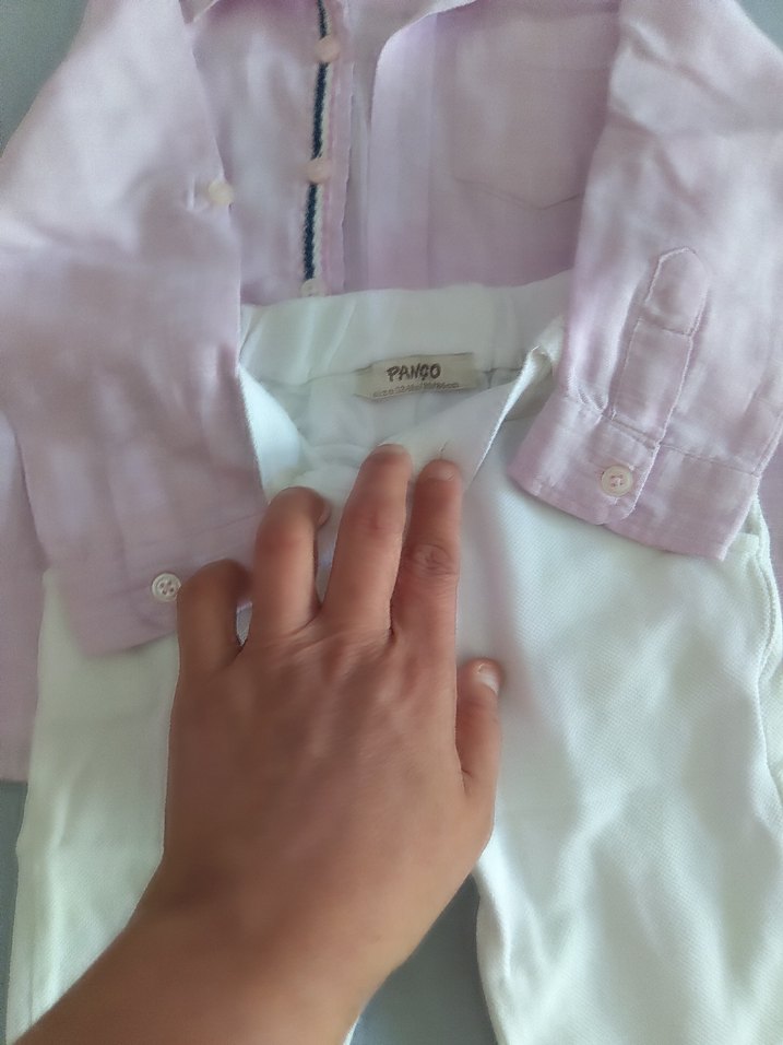 Pembe Düğmeli Bebek Erkek Takımı panco - Görsel 3