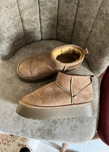 Kahverengi Süet Tüylü Kadın Dolgu Topuk Bot - Görsel 2