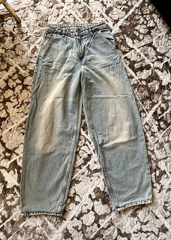 Gri Loose Fit Kadın Denim Pantolon