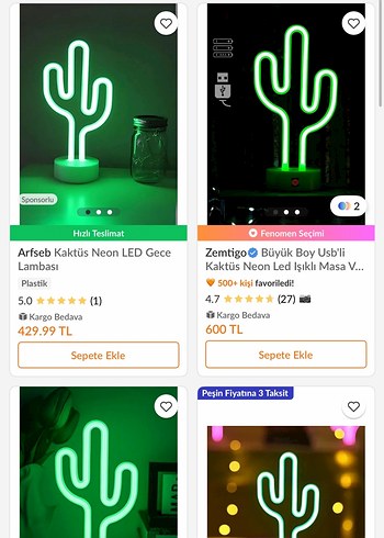 Beyaz Kaktüs Şekilli Masa Lambası - Görsel 3