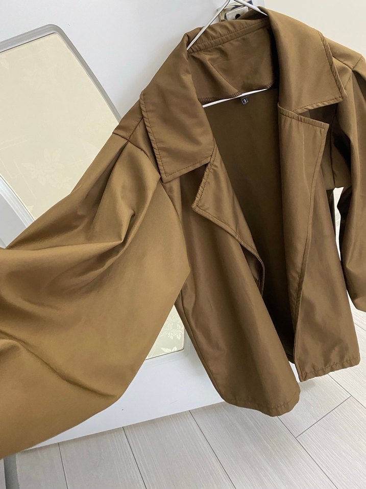 Kahverengi trençkot balon kol - Görsel 3