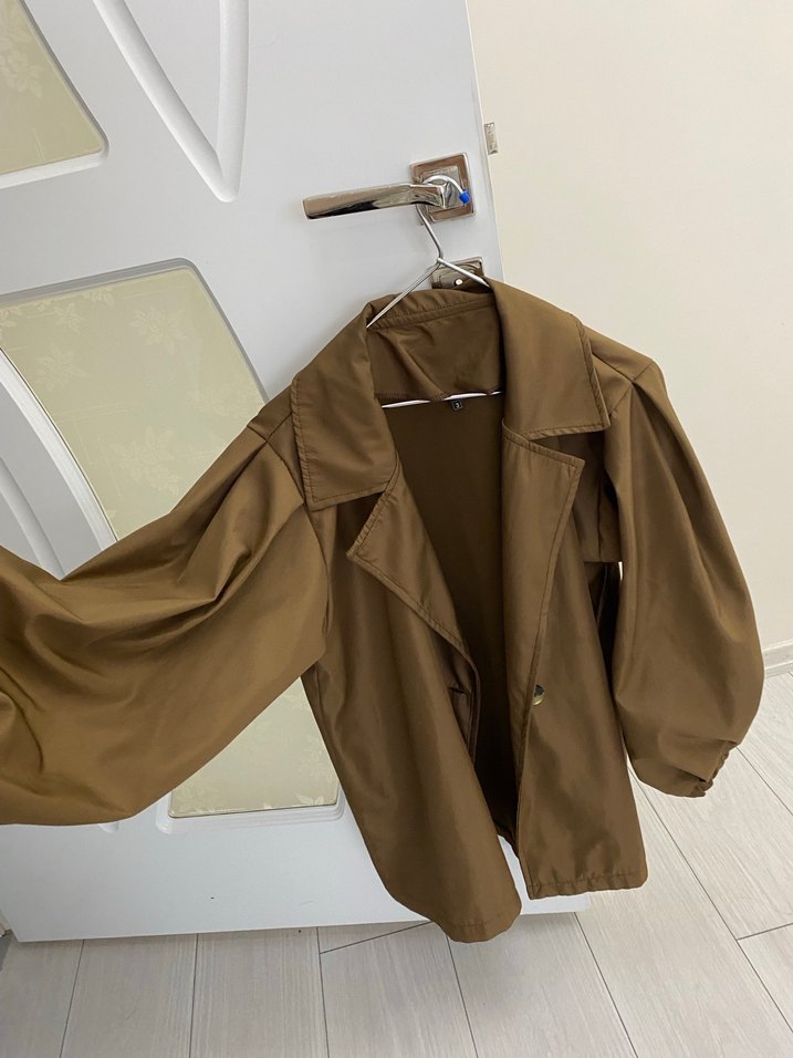 Kahverengi trençkot balon kol - Görsel 2