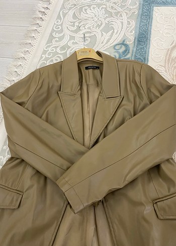 Bej Kadın Deri blazer Ceket - Görsel 3