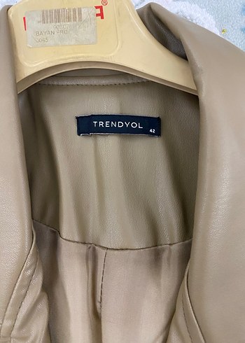 Bej Kadın Deri blazer Ceket - Görsel 4