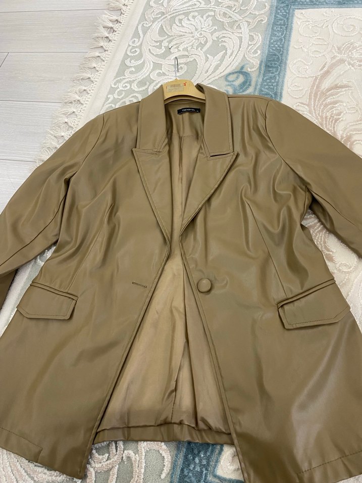 Bej Kadın Deri blazer Ceket - Görsel 2