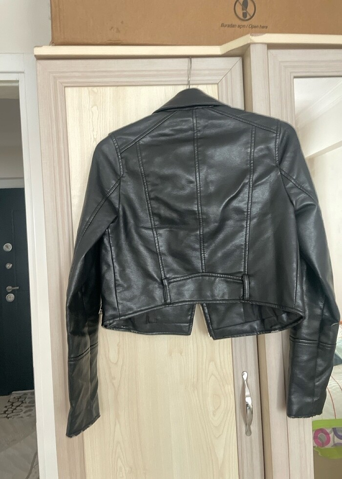 Pull and bear deri ceket - Görsel 5