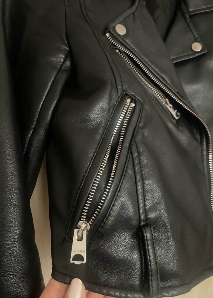 Pull and bear deri ceket - Görsel 3