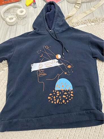 lacivert uzay detaylı sweatshirt
