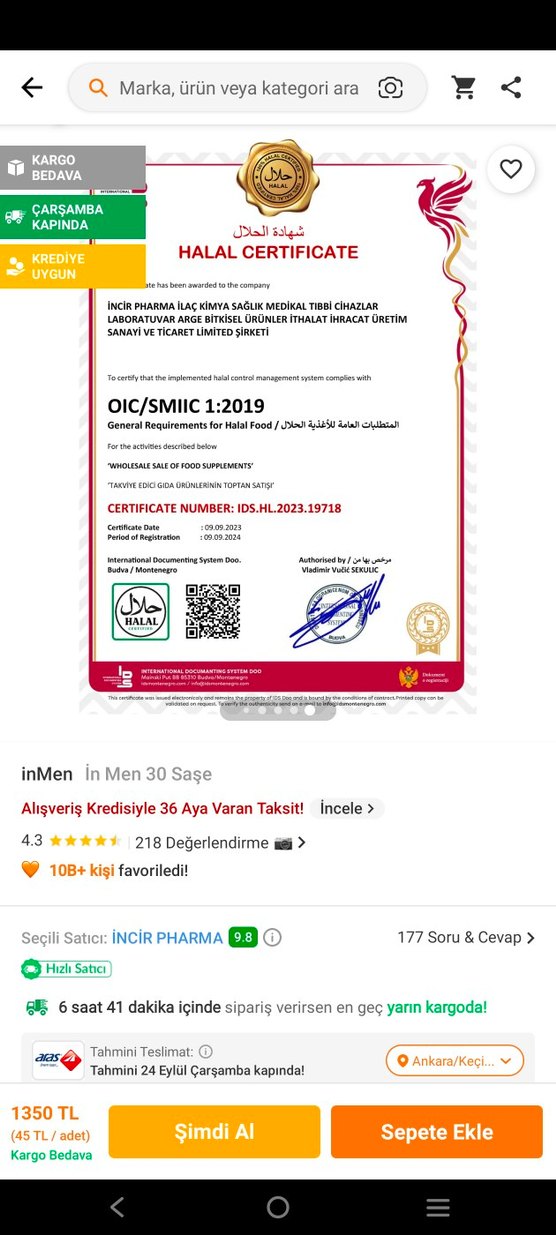 inMen 30 Saşe Erkek Takviye Ürünü - Görsel 4