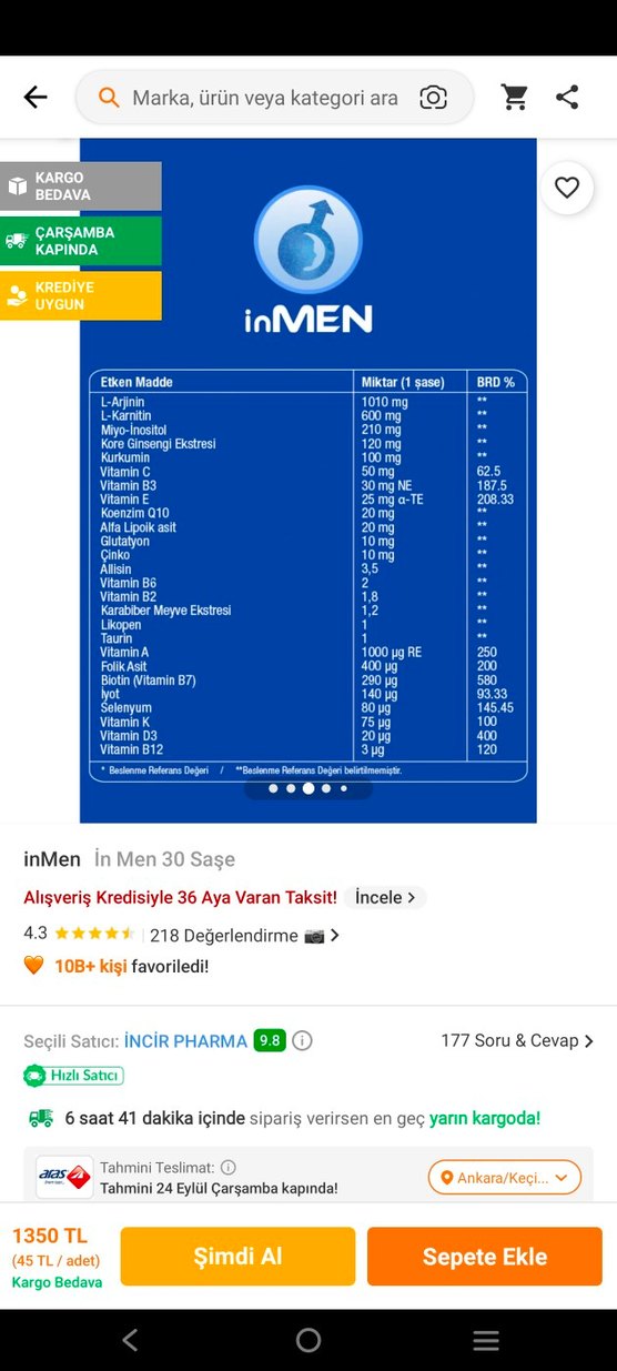 inMen 30 Saşe Erkek Takviye Ürünü - Görsel 3