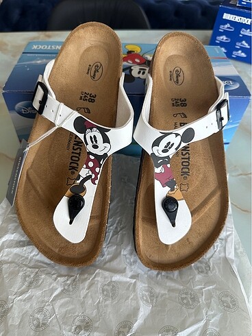 38 Beden çeşitli Renk Orjinal Birkenstock 38 numara minni mickey oarmak arası terlik