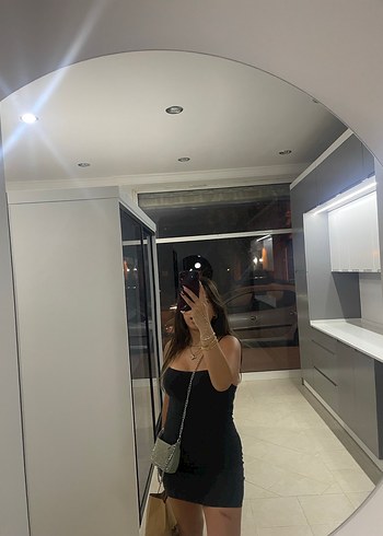 Antrasit Strappy Mini Elbise - Görsel 2