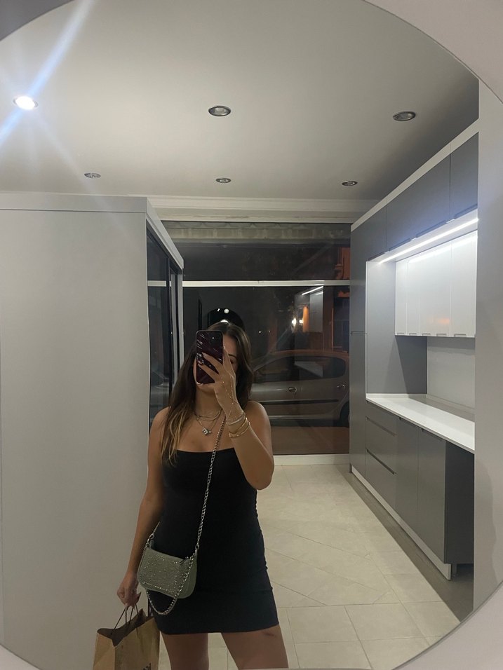 Antrasit Strappy Mini Elbise - Görsel 3