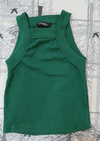 s Beden Yeşil Fitilli Triko Crop Top