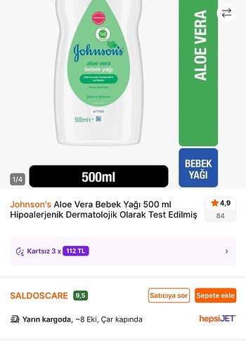 Johnson's Bebek Yağı 500ml - Boya İçermez - Görsel 4
