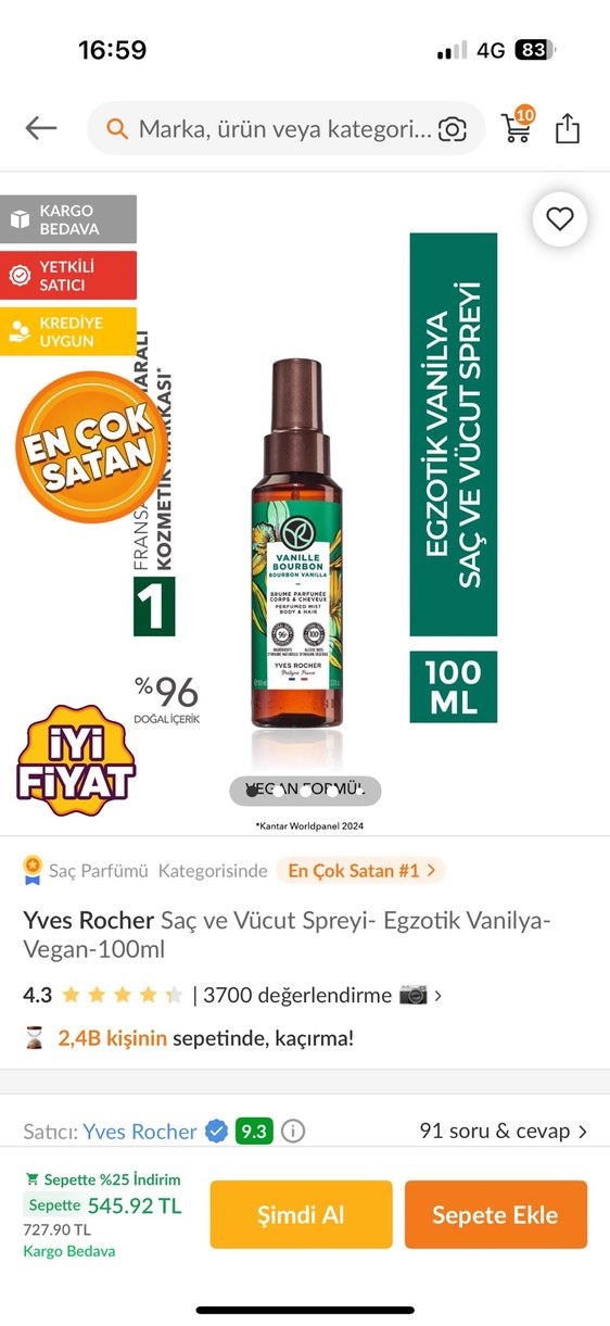 Yves Rocher Vanilya Saç ve Vücut Spreyi - Görsel 5