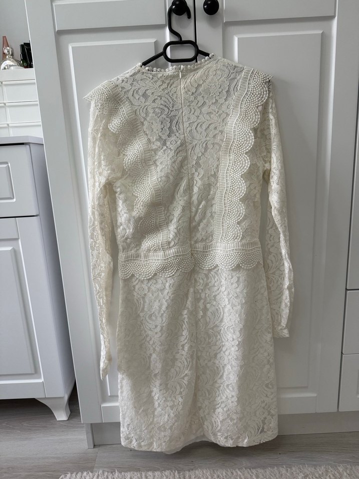 Dantel İşlemeli Beyaz Abiye Elbise - Görsel 2