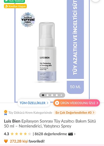 Luis Bien Tüy Azaltıcı Bakım Sütü 50ml - Görsel 6