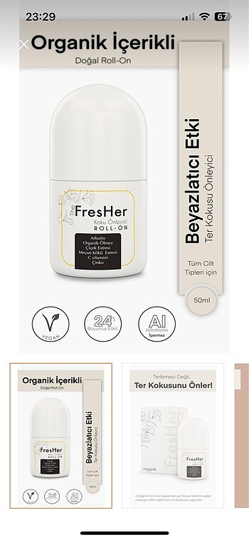  Beden Renk The Fresher Beyazlatıcı Roll-on