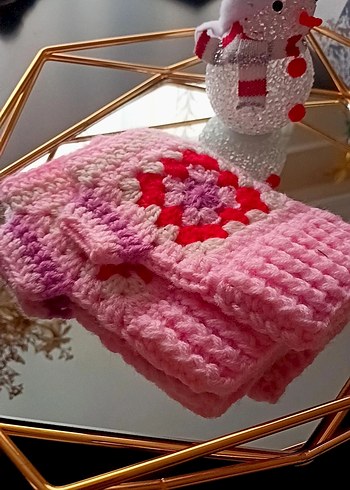 Bohem Renkli Örgü Kadın Eldiveni - Görsel 2