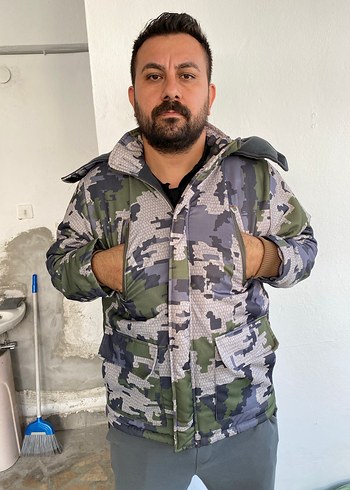 l/xl Beden gri Renk Gri Kamuflajlı Erkek Street Wear Mont