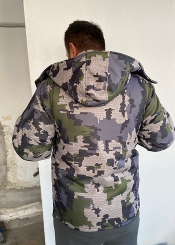 Diğer Gri Kamuflajlı Erkek Street Wear Mont
