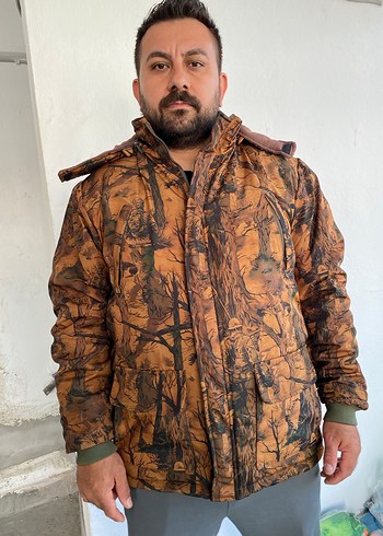 l/xl Beden Kahverengi Kamuflaj Desenli Erkek Mont