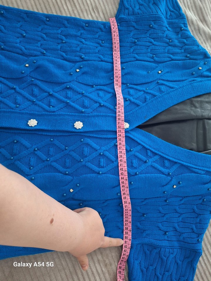 Mavi Uzun Kollu Triko Kadın Hırka - Görsel 3