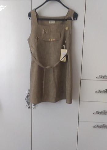 Nakışlı Keten Mini Hamile Tunik