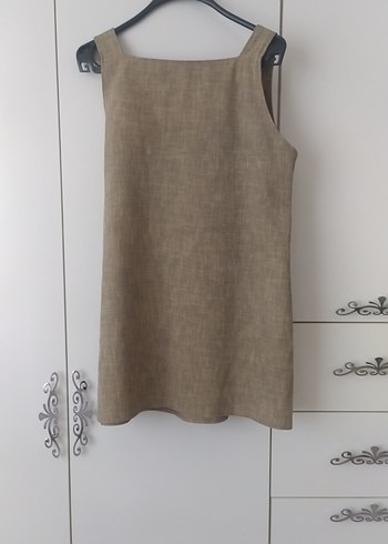 m Beden Nakışlı Keten Mini Hamile Tunik