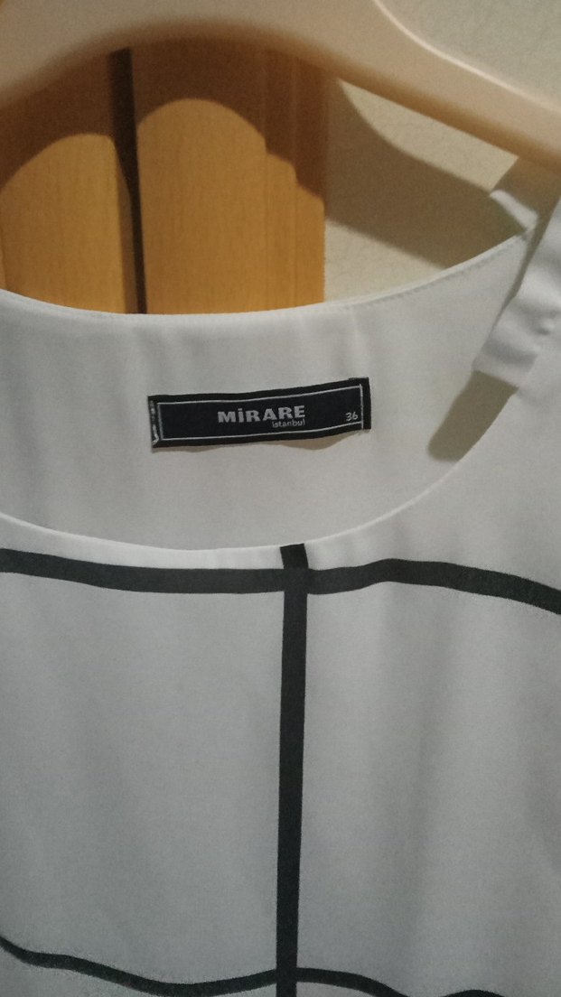 Beyaz Gri Kareli Uzun Kollu Kadın Gömlek - Görsel 3