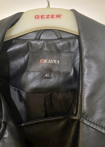 42 Beden Kadın Siyah Deri Uzun Kuşaklı Trençkot
