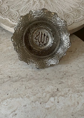 Nakışlı Altın Gri Dekoratif Tabak