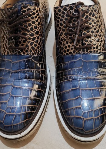 Kahverengi / Lacivert Vintage Erkek Ayakkabı - Görsel 4