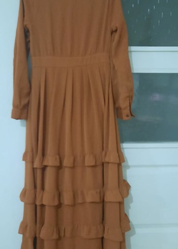 Uzun Kollu Fırfırlı Kadın Elbise - Görsel 3