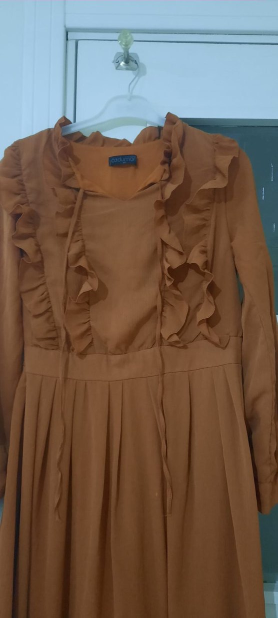 Uzun Kollu Fırfırlı Kadın Elbise - Görsel 2