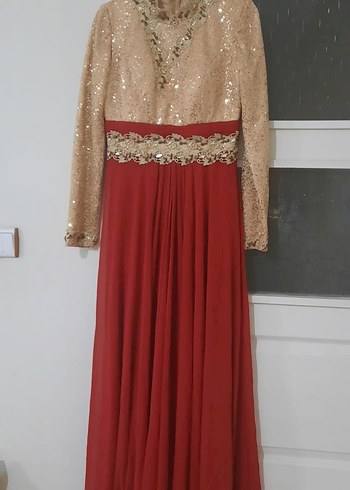 Bordo Uzun Abiye Elbise Nakışlı ve Drapeli - Görsel 3