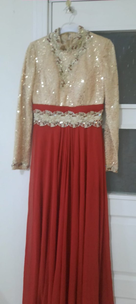 Bordo Uzun Abiye Elbise Nakışlı ve Drapeli - Görsel 4