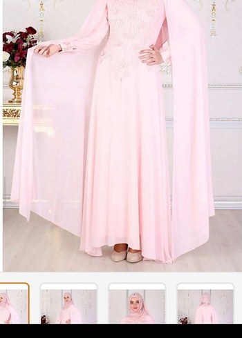 Pembe Uzun Abiye Elbise - Görsel 4