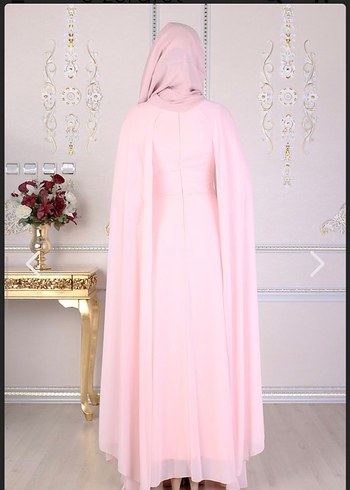 Pembe Uzun Abiye Elbise - Görsel 3