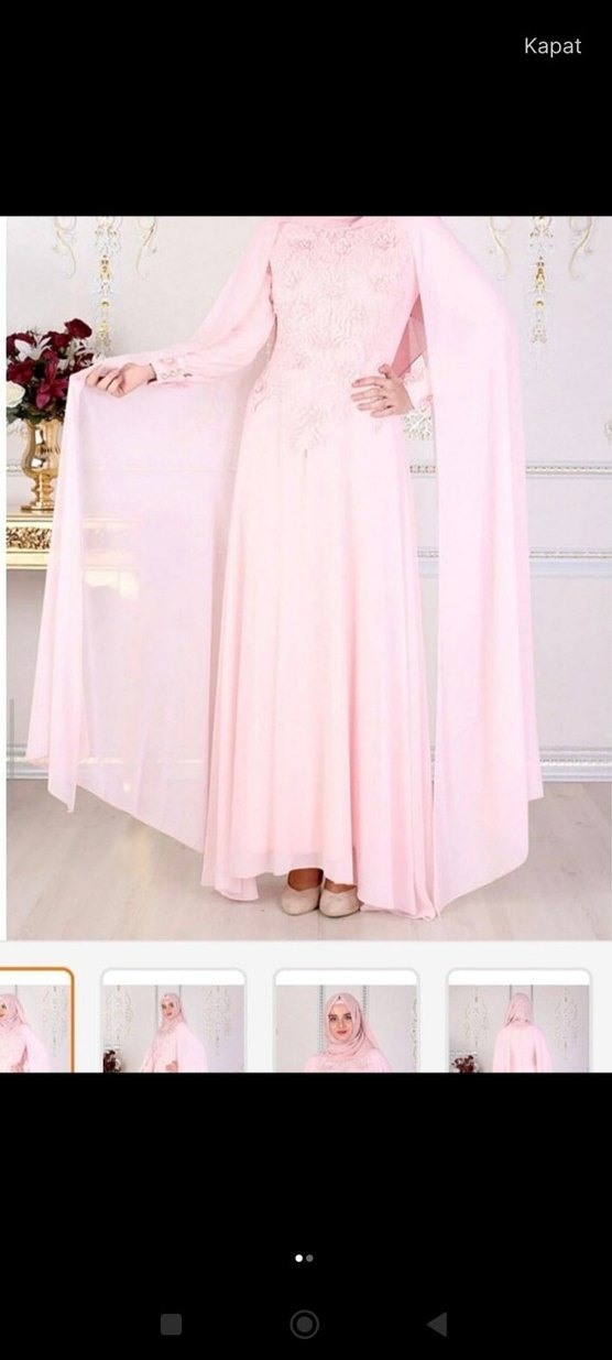 Pembe Uzun Abiye Elbise - Görsel 4