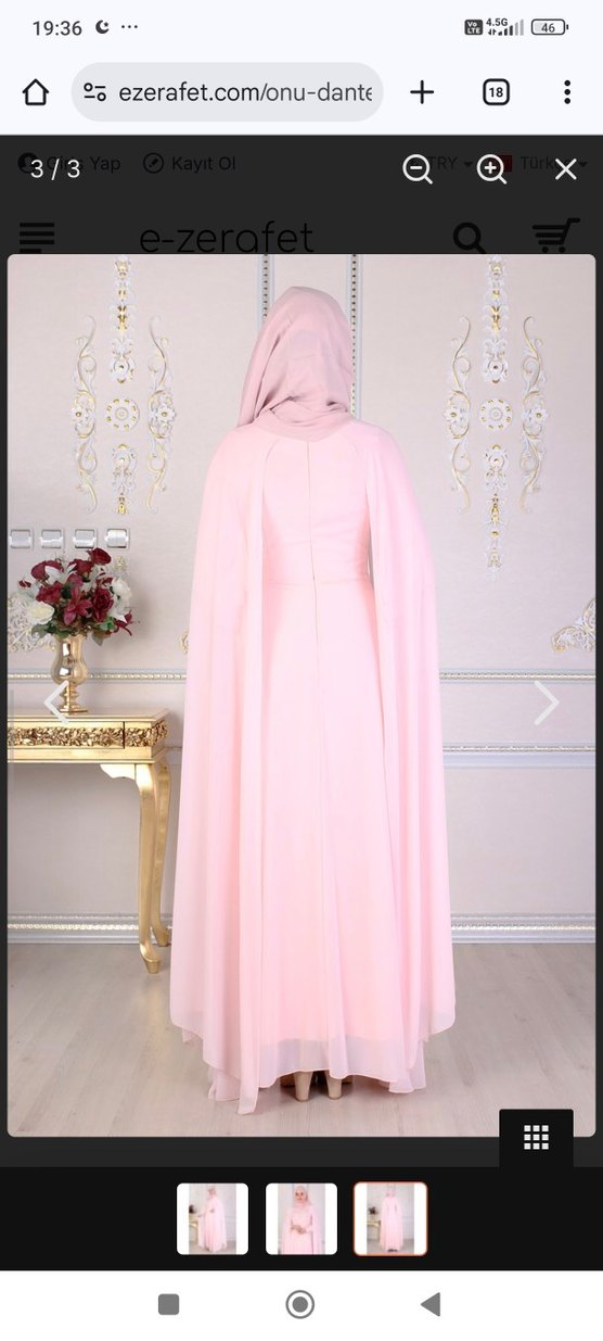 Pembe Uzun Abiye Elbise - Görsel 3