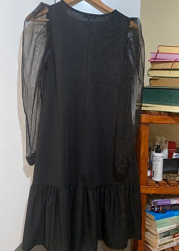 Siyah Uzun Kollu Gotik Salaş Elbise - Görsel 5